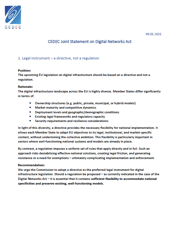 Statement on the Digital Networks Act